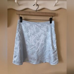 Banana Republic Light Blue Jacquard A-Line Mini Skirt S Satin Floral Feminine